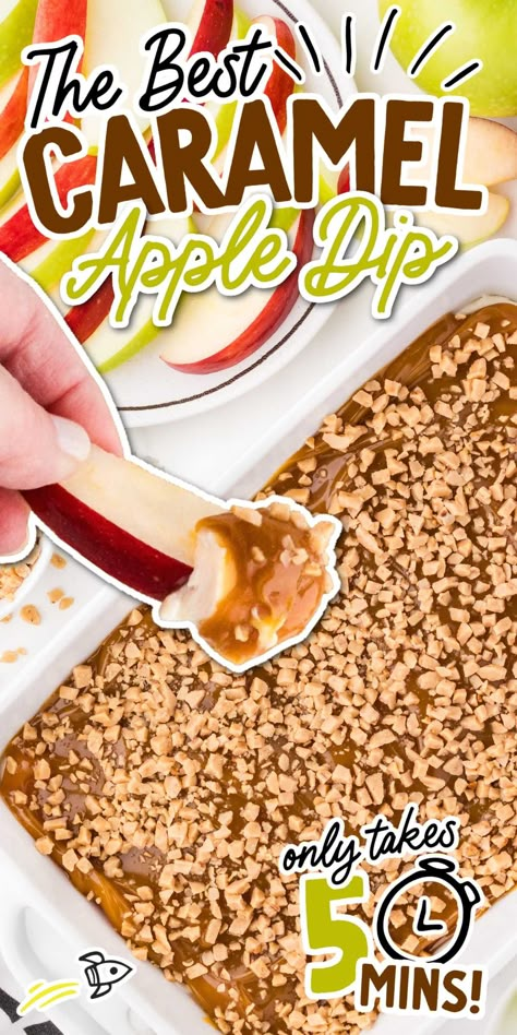 Enjoy our delicious caramel apple dip, made with creamy cheese, caramel, and toffee bits. Ready in minutes and perfect for any gathering with fresh apple slices. Caramel Toffee Dip, Boxing Day Food, Sweet Dips Recipes, Toffee Apple Dip, Cream Cheese Apple Dip, Fall Recipes Snacks, Caramel Apple Bar, Caramel Apple Dip Recipe, Toffee Dip