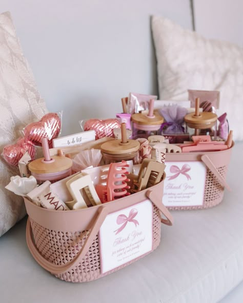 Nurse “Thank You” Baskets - Southern Curls & Pearls Nurse Easter Basket Gift Ideas, Gift Basket Ideas For A Friend, Valentine�’s Day Basket For Co Worker, Bday Gift Basket For Best Friend, Thank You Baskets For Friend, Cute Valentines Baskets For Best Friend, Gift Basket Idea For Sister, Galantines Gift Basket, Thank You Hamper Ideas