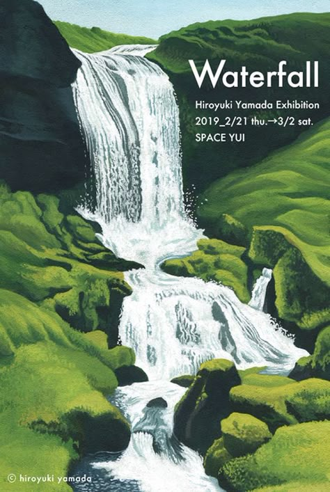 2019 solo exhibition "Waterfall" works (Tokyo Aoyama) Waterfall Artwork, Saga Art, Nature Sketch, Landscape Sketch, Solo Exhibition, Cartoon Background, Environment Concept Art, Nature Illustration, Environmental Art