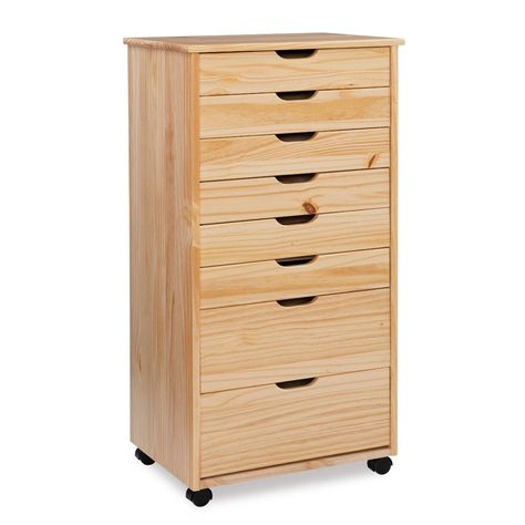 Cary Transitional 8 Drawer Rolling Storage Cart Natural - Linon : Target Rolling Storage Cart, Rolling Storage, Storage Cart, Craft Room Storage, Drawer Unit, Craft Room Ideas, Small Drawers, Craft Room Organization, Craft Rooms