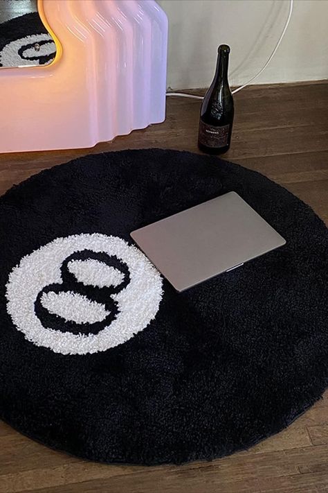 Chill Room Decor, Room Party Decorations, 8 Ball Rug, Circle Rugs, Girls Rugs, Eight Ball, Soft Chair, Chill Room, Carpet Decor