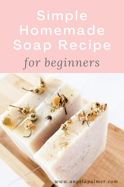 Looking for a simple soap recipe for beginners? This easy 2-oil cold process soap recipe soap recipe is perfect for brand new soap makers. You'll need just olive oil and coconut oil, plus lye, to make this beautiful yet easy soap from scratch. Ready to learn how to make homemade soap? Pin to save, then click over to my farm blog for the simple homemade soap recipe for beginners, and learn how to make cold process soap. Simple Natural Soap Recipe, Simple Bar Soap Recipe, Diy Olive Oil Soap, Easy Bar Soap Recipes, Coconut And Olive Oil Soap Recipe, Cold Process Oatmeal Soap Recipe, Olive Oil And Coconut Oil Cold Process Soap Recipe, How To Make Olive Oil Soap, Soy Wax Soap Recipe