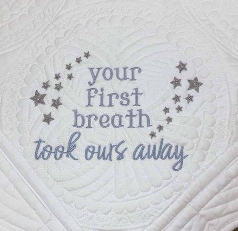 Your first breath took ours away, Custom embroidered baby blanket Embroidered Baby Blanket, Personalized Baby Quilt, Study Gift, Embroidered Blanket, Baby Room Art, Newborn Baby Photos, Boy Quilts, Personalized Baby Blankets