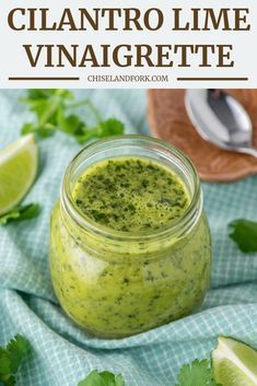 Cilantro Lime Vinaigrette Recipe, Cilantro Lime Vinaigrette, Cilantro Lime Dressing, Vinaigrette Recipe, Lime Vinaigrette, Salad Dressing Recipes Homemade, Vinaigrette Recipes, Homemade Salads, Sauces And Dressings