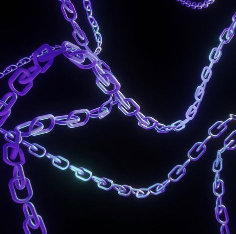 Graphic designed 3D rendered metallic purple and turquoise chains against a black background, made on Blender Cyberpunk Cover Photo, Y2k Graphic Background, Purple Chains Aesthetic, Hyperpop Album Cover, Cyberpunk Album Cover, Hyperpop Graphic Design, Graphic Design Cyberpunk, Y2k Album Cover Design, Chained Aesthetic