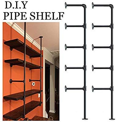 FOF Industrial Retro Wall Mount iron Pipe Shelf,DIY Open Bookshelf,Hung Bracket,Home Improvement Kitchen Shelves,Tool Utility Shelves, Office shelves, bookshelves and bookcases (2Pcs) Pipe Shelf Diy, Industrial Pantry, Iron Pipe Shelves, Diy Shelf Brackets, Hanging Storage Shelves, Diy Pipe Shelves, Shelves Bookshelves, Pipe Shelf Brackets, Shelves Office