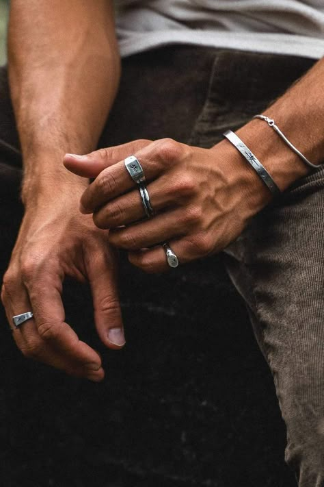 Hands With Rings, Mens Rings Fashion, Mens Accessories Jewelry, Recycled Silver, Mens Accessories Fashion, Men's Rings, Butterfly Design, Recycled Sterling Silver, Individual Style