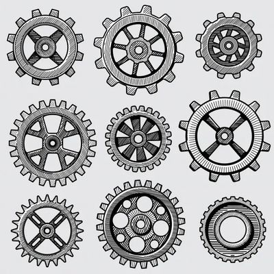 Gear Drawing, Steampunk Drawing, Gear Tattoo, Cog Wheel, Factory Machine, Steampunk Tattoo, Clock Gears, Steampunk Aesthetic, Mechanical Gears