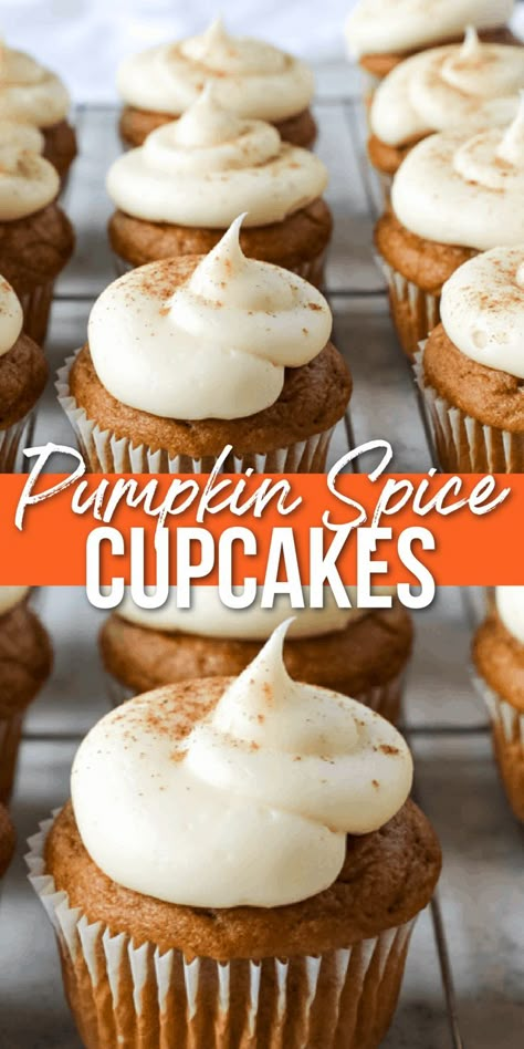 pumpkin spice cupcakes on a plate Pumpkin Spice Cupcakes With Cream Cheese Frosting Taste Of Home, Canned Pumpkin And Spice Cake, Doctored Pumpkin Cupcakes, Boxed Pumpkin Cupcakes, Spice Cake Pumpkin Cupcakes, Pumpkin Recipes Using Spice Cake, Pumpkin Puree And Spice Cake Recipes, Pumpkin Spice Cupcake Recipe, Pumpkin Muffins Spice Cake