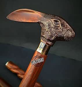 Rabbit Head, Walking Cane, Walking Stick, Walking, Carving, Brass, Wood, Design