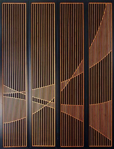 Nice pattern for a screen Cnc Screen Designs, Wood Screen Design, Lattice Design Pattern, Laser Gate Design Modern, Modern Cnc Pattern, Laser Cut Brass, Laser Cut Cabinet Doors, Wood Art Work, Modern Jali Design