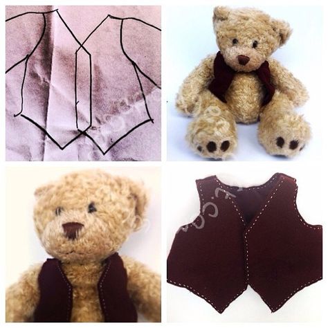 A Waistcoat for Nonno Bear (a Build-A-Bear pattern) www.hodgepodgecraft.com Build A Bear Clothes Pattern, Build A Bear Clothes, Teddy Clothes, Waistcoat Pattern, Bear Clothing, Bear Sewing Pattern, Diy Teddy Bear, Memory Bears Pattern, Teddy Bear Patterns