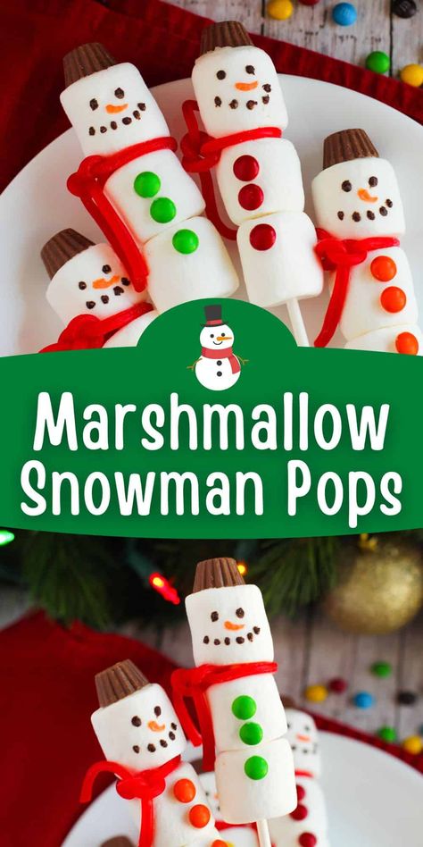 Marshmellow Snowman, Marshmallow Pops Christmas, Holiday Hot Cocoa Bar, Marshmallow Snowmen, Making A Snowman, Marshmallow Candy, Snowman Treats, Edible Christmas Gifts, Marshmallow Snowman