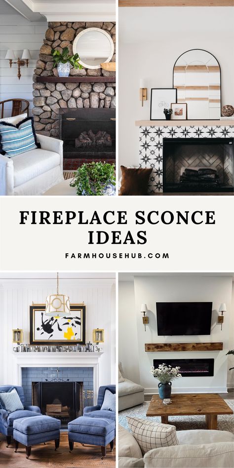 FIREPLACE SCONCE Lights On Fireplace Wall, Candle Wall Sconces Next To Tv, Farmhouse Fireplace Sconces, Wall Lights Living Room Fireplace, Scones On Fireplace, Wall Sconces Over Fireplace, Candle Sconces On Fireplace, Sconces Above Fireplace Mantle, Fireplace Mantle Decor With Sconces