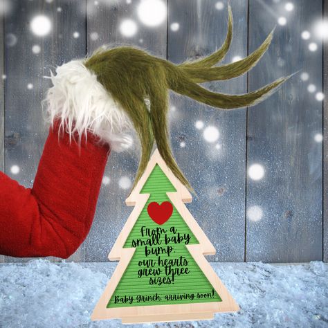 Christmas Baby Reveal, Small Baby Bump, Grinch Baby, Baby Grinch, Digital Pregnancy Announcement, Third Baby, Holiday Baby, Baby Reveal, Christmas Baby