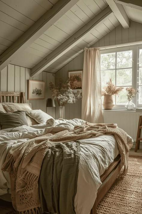 Bloxburg Farmhouse Color Palette, Calming Bedding Ideas, Natural Tone Bedroom Ideas, Cozy Wooden House Interiors, Victorian Boho Bedroom, Cottage Core Bedroom Inspirations, Earthy Vintage Bedroom, Bedroom Ideas Wooden Bed, Cozy Master Room