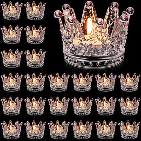 24 Pcs Clear Votives Crown Candle Holders Glass Crown Tealight Candle Holders Bulk Candlestick for Tables Centerpieces Wedding Party Decoration (Clear Style) Clear Votives, Crown Candle Holder, Candle Holders Glass, Glass Crown, Tables Centerpieces, Tea Light Holders, Garden Candles, Centerpieces Wedding, Candle Holder Decor