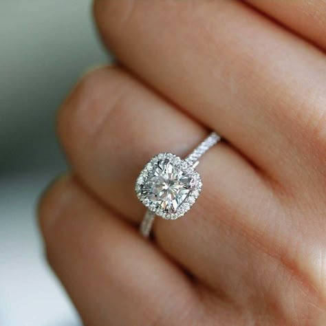 Wedding Ring Cushion, Dream Rings, Moissanite Engagement Ring Halo, Engagement Rings Princess, Future Engagement Rings, Moissanite Engagement Ring Solitaire, Ring Inspo, Engagement Rings Cushion, Dream Engagement Rings