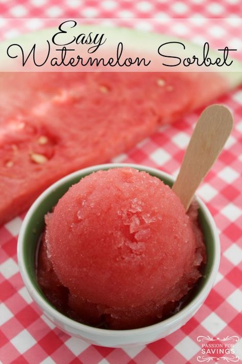 Watermelon Sorbet Recipe, Watermelon Sorbet Recipes, Homemade Sorbet, Granitas, Watermelon Sorbet, Sorbet Recipe, Sorbet Recipes, Homemade Ice, Cream Recipes