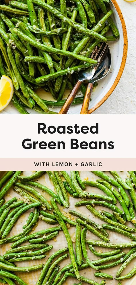 Oven Roasted Green Beans Oven Green Bean Recipes, Green Bean Recipes Oven, Roasted Frozen Green Beans, Dates With Goat Cheese, Pan Green Beans, Green Bean Recipes Healthy, Oven Green Beans, Easy Green Bean Recipes, Southern Sides