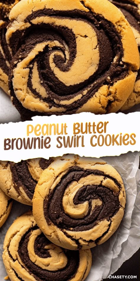 Peanut Butter Brownie Swirl Cookies [40 Minutes] - Chasety Peanut Butter And Brownie Swirl Cookies, Peanut Butter Brownie Cookie Recipes, Cookie Bake Recipe, Desserts That Can Sit Out, Peanut Butter Brownie Swirl Cookie, Cookie Recipes Few Ingredients, Interesting Cookies Recipes, Peanut Butter Swirl Brownie Cookies, Peanutbutter Brownie Swirl Cookies