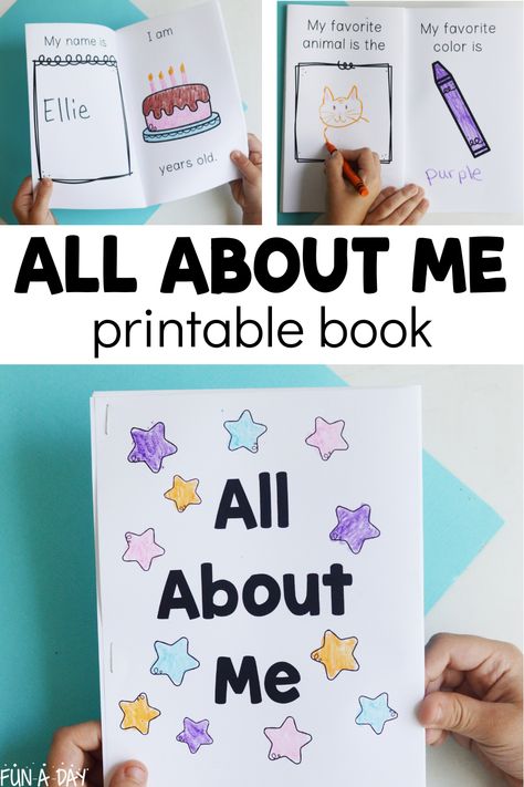 Get To Know Me Crafts Preschool, All About Me Books For Preschool, All About Me Prek Free Printable, All About Me Page Preschool, Preschool Book Themes, Book Activity Preschool, Getting To Know Me Preschool, All About Me Books Preschool Free Printable, Pre K All About Me Free Printable