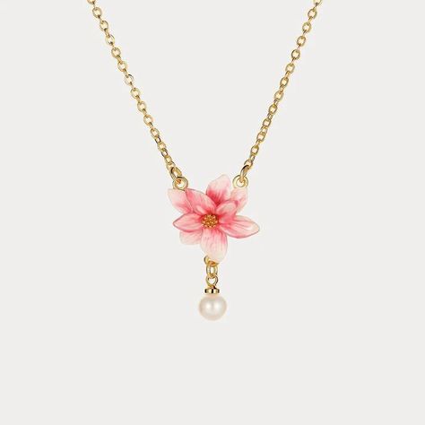 #jewellery #fashion #FashionAccessories #viral #trending #beautiful #reel #trendingstatus Hibiscus Flower Necklace, Gold Pendant Necklace Jewellery, Romantic Jewelry, Enamel Necklaces, Magnolia Pearl, Casting Jewelry, Magnolia Flower, Cottagecore Aesthetic, June 15