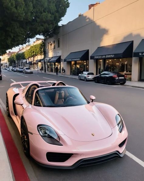 Pink Classic Cars, Cute Sports Cars, Dream Cars Porsche, Hot Pink Porsche, Porsche 911gt3 Rs Pink, Car For Vision Board, Porsche 992 Gt3 Rs Pink, Pink Sports Car Aesthetic, Pink Porche Gt3rs