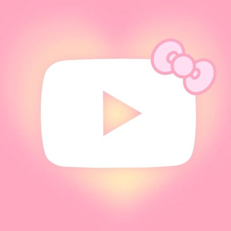 Hello Kitty Aura Icon, Youtube Pink Logo, Aura Hello Kitty, Cute Youtube Icon, Youtube Aesthetic Icon, Hello Kitty Aura, Aura App Icons, Youtube Icon Aesthetic, Pink Youtube Icon