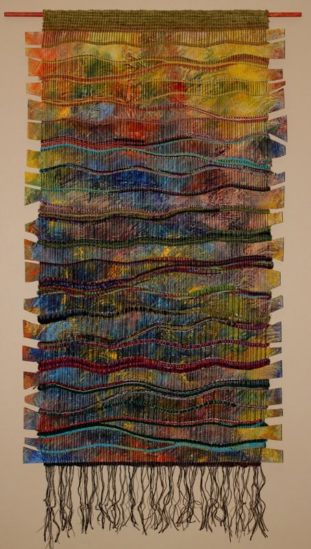 Weaving With Fabric, Annie Albers, Tapestry Artwork, Painted Warp, Collagraph Printmaking, Weaving Fabric, Contemporary Tapestries, Saori Weaving, Weaving Loom Projects