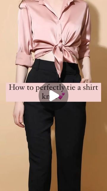 Hacks To Tie A Shirt, How To Tie A Front Tie Shirt, How Tie Tshirt Knot, How To Tie A Blouse, How To Tie A Knot In A Shirt, Tie Knot In Shirt, Tie Tshirt Knot, Shirt Knot Hack, Tie A Shirt Knot