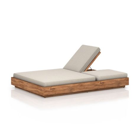 Outdoor Lounging | KINTA OUTDOOR DOUBLE CHAISE Teak Chaise Lounge, Double Chaise Lounge, Outdoor Sofas, Concrete Pool, Patio Chaise Lounge, Double Chaise, Pool Furniture, Teak Frame, Patio Accessories