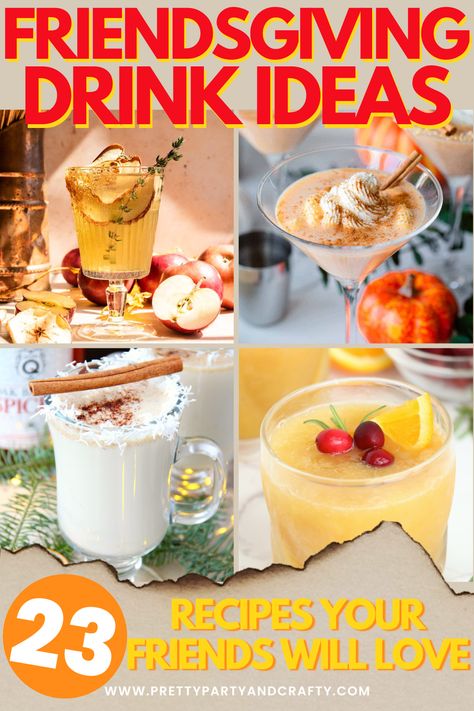 Drinks For Friendsgiving, Quick Friendsgiving Recipes, Friendsgiving Drink Ideas Alcohol, Friendsgiving Shots, Friendsgiving Punch Alcohol, Friendsgiving Cocktail Ideas, Thanksgiving Themed Drinks, Friendsgiving Drinks Alcohol, Friendsgiving Drink Ideas