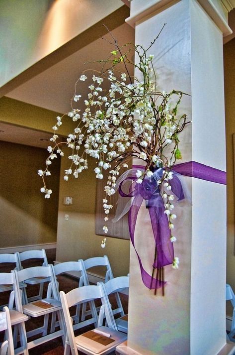 Pillar Decorations Columns, Garden Ballroom, Column Decor, Pillar Decorations, Wedding Columns, Wedding Background Decoration, Wood Columns, Wedding Colors Purple, Aisle Decor