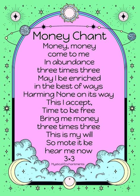 Money Chants, Money Chant, Money Spells Magic, Manifestation Spells, Witchcraft Spells For Beginners, Money Spells That Work, Good Luck Spells, Money Spell, Spells For Beginners