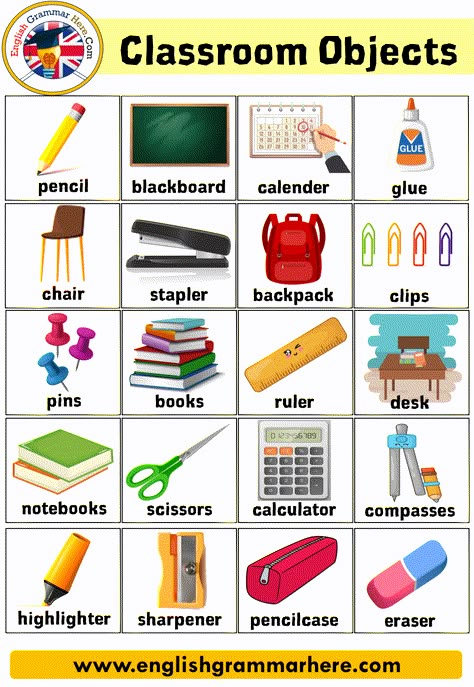 English Classroom Objects List; Classroom objects are objects that help students during the learning process such as; desk, chair, book, Classroom Vocabulary English, Classroom English For Students, Classroom Language For Students, Classroom Objects Flashcards, Formal Vocabulary, Classroom Object, Classroom Vocabulary, Classroom Objects, School Objects