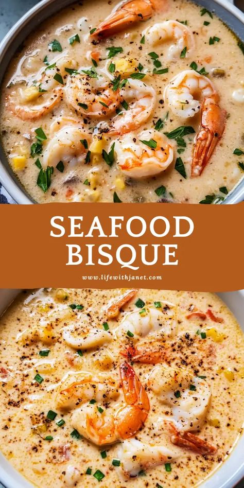 Spicy Seafood Bisque, Cream Seafood Soup, Shrimp Crab And Corn Bisque, Thick Seafood Chowder Recipe, Seaside Comfort Recipe, Tasty Seafood Soup With Crab And Shrimp, Creamy Seafood Symphony Bisque, Seafood Tomato Soup, Seafood Stock Uses