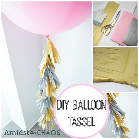 Balloon Tassel DIY Balloon Tassel Diy, Balloon Tassel Garland, Tassel Diy, How To Make Balloon, Paper Balloon, Tissue Paper Tassel, Balloon Tassel, Jumbo Balloons, How To Make Tassels