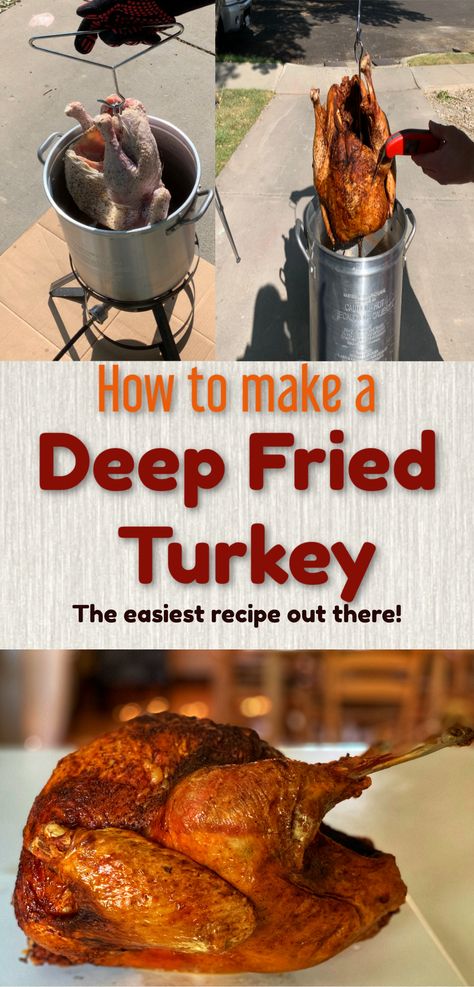 How to Deep Fry a Turkey Best Way To Deep Fry A Turkey, Smoked Deep Fried Turkey, How Long To Fry A Turkey, Turkey Brine Before Deep Frying, Deep Frying Turkey Recipes, Dry Brine Turkey For Frying, Turkey Frying Recipes, Best Fried Turkey Recipe Thanksgiving, Deep Fried Turkey Breast Recipes