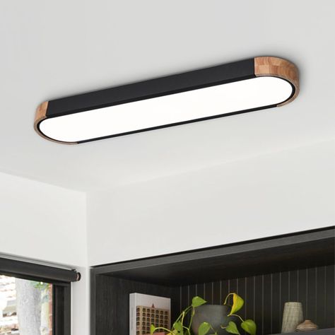 Nouria 1 - Light 37.4'' Simple Rectangle LED Flush Mount Bathroom Light Fixtures Ceiling Ideas, Lamp Ceiling Living Room, Closet Track Lighting, Minimal Light Fixtures, Long Lights Ceiling, Laundry Room Lights Fixture, Long Flush Mount Lighting, Large Flush Mount Ceiling Lights, Horizontal Light Fixture