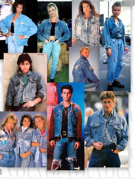 1980 Denim Fashion, 80s Fashion Guide, Fashion From The 80s Outfits, 1980s Denim Fashion, Denim On Denim Outfit 80s, Different 80s Styles, 80s Denim Fashion, 80s Double Denim Outfit, 80s Bodysuit Outfit