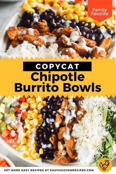 Pork Burrito Bowl, Chicken Burrito Bowl Recipe, Copycat Chipotle Chicken, Chipotle Bowls, Burrito Bowl Meal Prep, Chipotle Copycat, Burrito Bowl Recipe, Chipotle Recipes, Chipotle Burrito