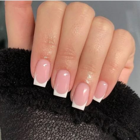 Gel Nails French, Smink Inspiration, Girly Acrylic Nails, Classy Acrylic Nails, Short Square Acrylic Nails, Her Nails, Acrylic Nails Coffin Short, Short Acrylic, White French