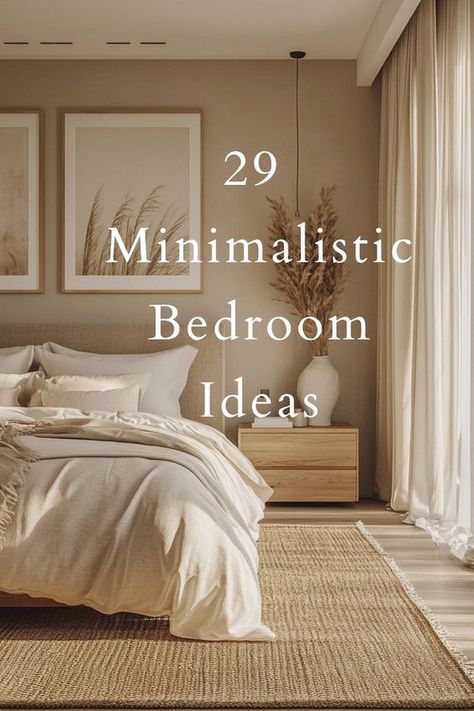 Transform your bedroom into a serene, clutter-free oasis with these 29 minimalist design ideas! From sleek furniture to calming color palettes, discover simple yet stylish ways to create a peaceful retreat you'll love to unwind in. Simple One Bedroom Apartment Decor, Master Room Minimalist Bedroom Ideas, Simple Comfy Bedroom Ideas, Above The Bed Mirror, Small Minimalist Bedroom Ideas, Simple And Minimalist Bedroom, Trendy Bedroom Ideas 2020, Ways To Decorate A Small Bedroom, Bedroom Wall Ideas For Small Rooms