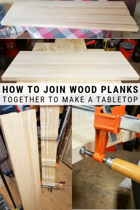 Learn seven handy tips for how to join wood planks together for a tabletop. I promise they'll make the process much easier and frustration-free. How To Make A Wood Table Top, Pallet Table Top Diy, Joining Wood Together, Joining Boards For A Table Top, Making A Table Top Wood, How To Join Wood Boards Together, Diy Wooden Table Top, How To Make A Table Top, Wood Joinery Table