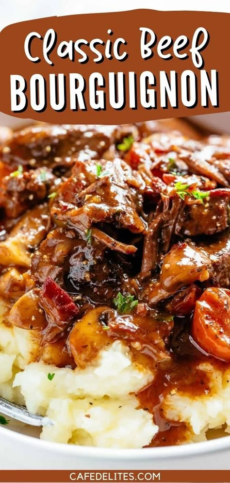 Baked Beef Bourguignon, Beef Burgignion, Gluten Free Beef Bourguignon, Beef And Wine Recipes, Beef Burgundy Pioneer Woman, Beef Burgenion Recipe, Beef With Wine Recipe, Beef Bergonion, Easy Beef Bourguignon Slow Cooker