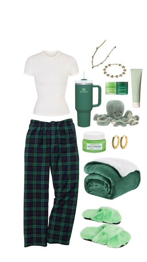 #green #beauty #skincare #outfitinspo #victoriasecret #fashion #white #minimalistic #pjs #stockholmstyle #basic #stargirl #cleangirl #vanillagirl Doggy House, Pj Outfit, Pajamas Aesthetic, Holiday Fits, Thrifted Fashion, Cute Pjs, Thrift Fashion, Dream Fashion, Hogwarts Dr