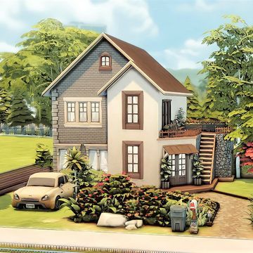 Small House Design Sims 4, Sims One Person House, Sims House No Packs, Sims Room Cc Patreon, 2 Bedroom Starter Home Sims 4, Basic Sims 4 House, Sims 4 House Build Ideas, Sims 4 Starter Home Small Houses, Sims Houses No Cc