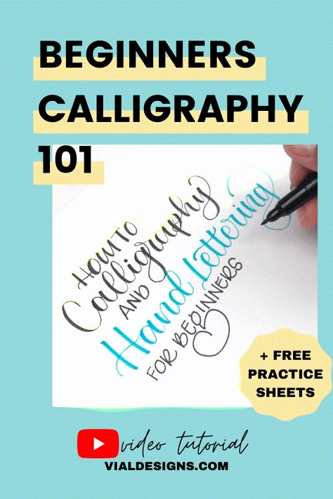 Free Hand Lettering Worksheets, Calligraphy How To Tutorials, Left Hand Calligraphy For Beginners, How To Learn Hand Lettering, Calligraphy Tools For Beginners, Calligraphy Videos For Beginners, Learning Caligraphy Alphabet, Practice Calligraphy Hand Lettering, Learning Calligraphy Free Tutorials