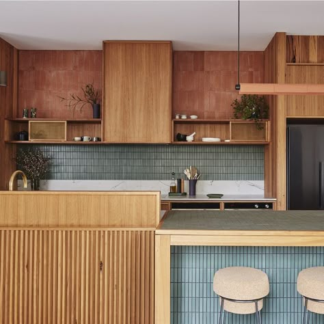 Terracotta Tile Kitchen, Timber Tiles, Window Seat Kitchen, Bold Kitchen, Casa Country, Interior Fit Out, Melbourne House, Terracotta Tiles, The Design Files